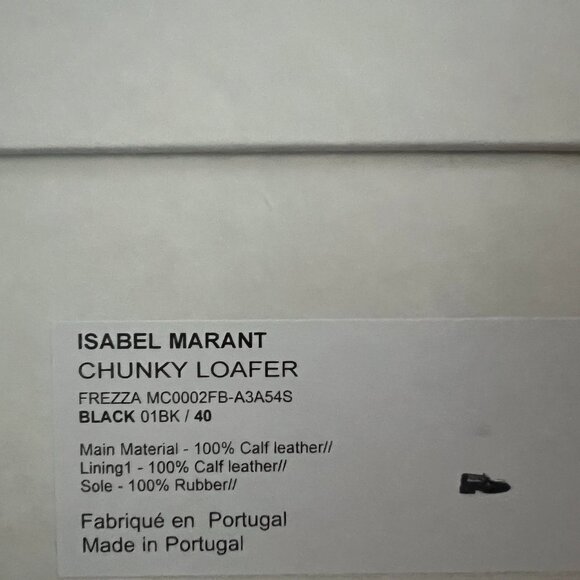 Isabel Marant Frezza Chunky Loafers Black Size 40 New in Box - Picture 3 of 8